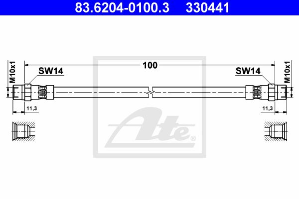 ATE Bremžu šļūtene 83.6204-0100.3