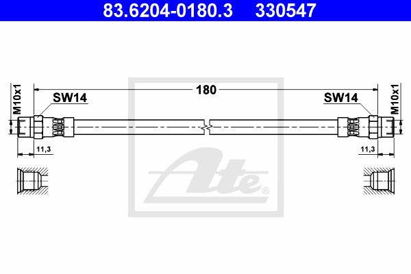 ATE Bremžu šļūtene 83.6204-0180.3