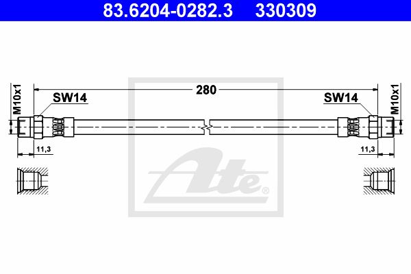 ATE Bremžu šļūtene 83.6204-0282.3