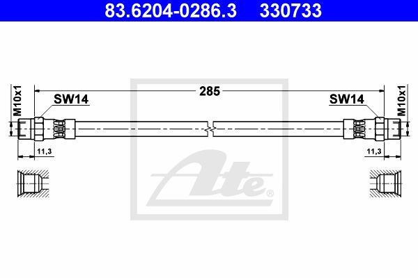 ATE Bremžu šļūtene 83.6204-0286.3