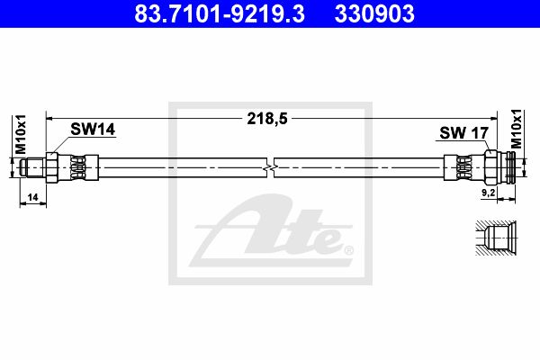 ATE Bremžu šļūtene 83.7101-9219.3