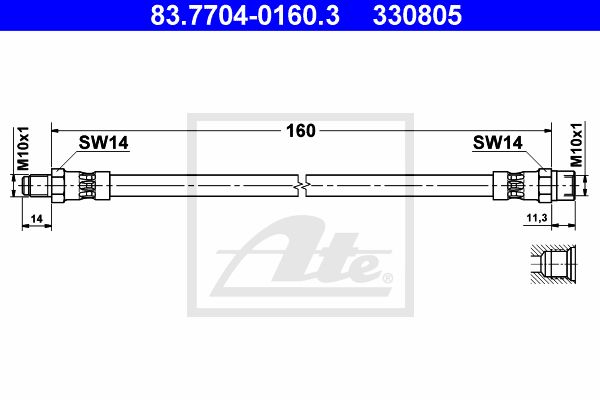 ATE Bremžu šļūtene 83.7704-0160.3