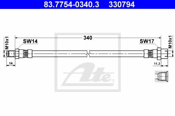 ATE Bremžu šļūtene 83.7754-0340.3