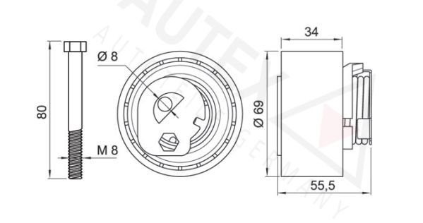 AUTEX Натяжной ролик, ремень ГРМ 654107