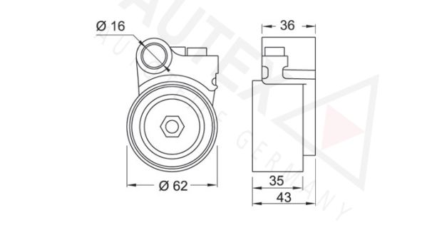 AUTEX Натяжной ролик, ремень ГРМ 654223