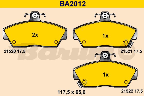 BARUM Комплект тормозных колодок, дисковый тормоз BA2012