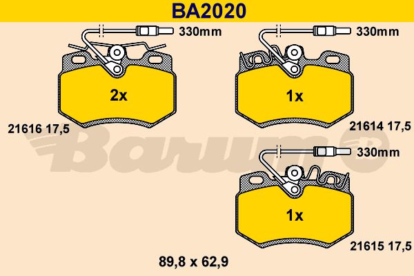 BARUM Комплект тормозных колодок, дисковый тормоз BA2020