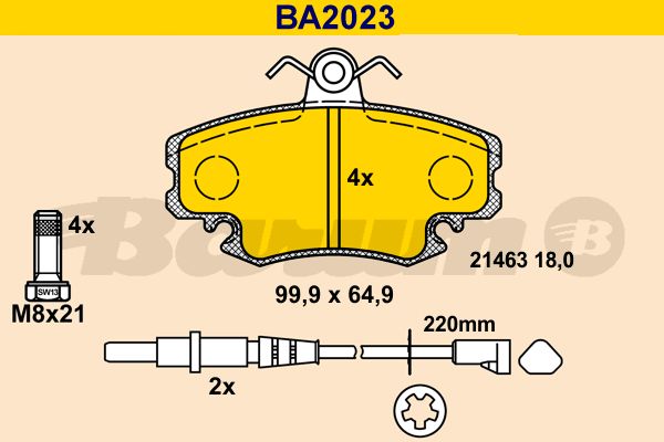 BARUM Bremžu uzliku kompl., Disku bremzes BA2023