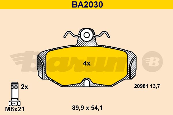 BARUM Комплект тормозных колодок, дисковый тормоз BA2030