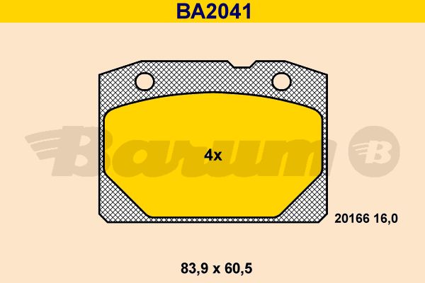 BARUM Комплект тормозных колодок, дисковый тормоз BA2041