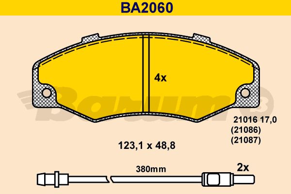 BARUM Комплект тормозных колодок, дисковый тормоз BA2060