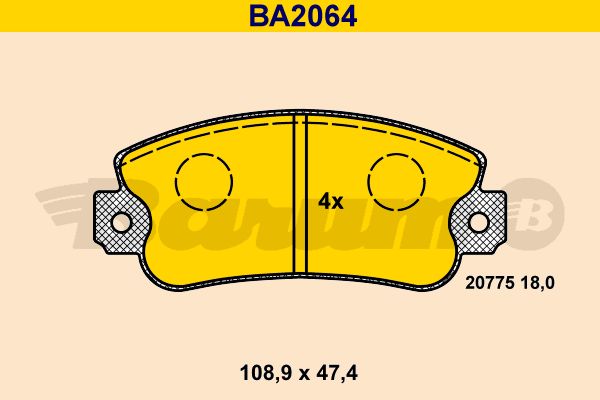 BARUM Комплект тормозных колодок, дисковый тормоз BA2064