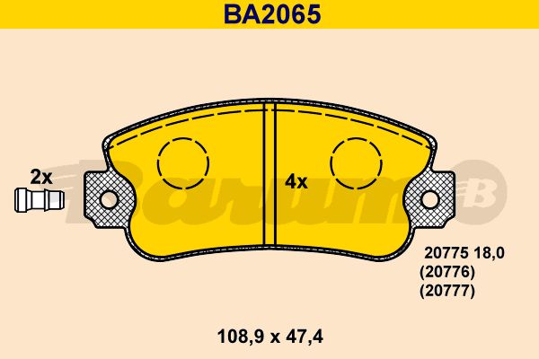 BARUM Комплект тормозных колодок, дисковый тормоз BA2065
