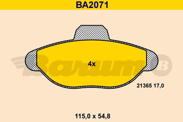 BARUM Комплект тормозных колодок, дисковый тормоз BA2071