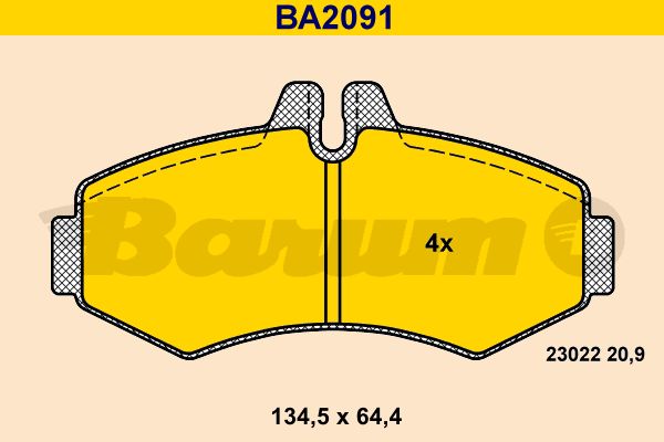 BARUM Комплект тормозных колодок, дисковый тормоз BA2091