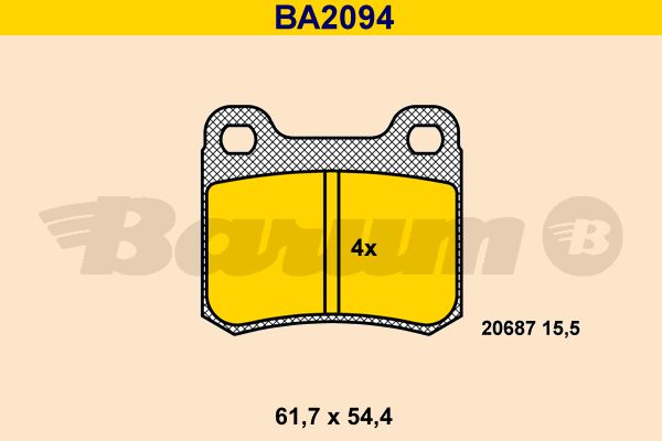 BARUM Комплект тормозных колодок, дисковый тормоз BA2094