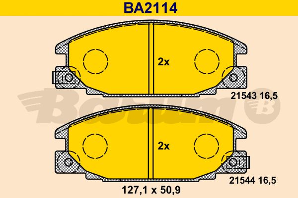 BARUM Комплект тормозных колодок, дисковый тормоз BA2114