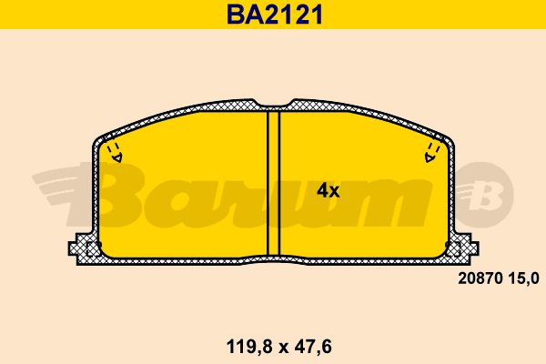 BARUM Комплект тормозных колодок, дисковый тормоз BA2121