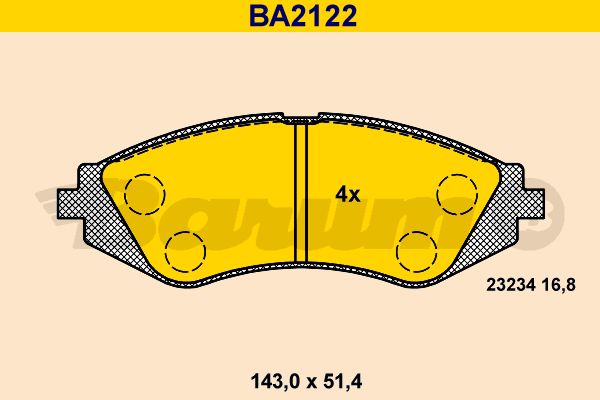 BARUM Bremžu uzliku kompl., Disku bremzes BA2122