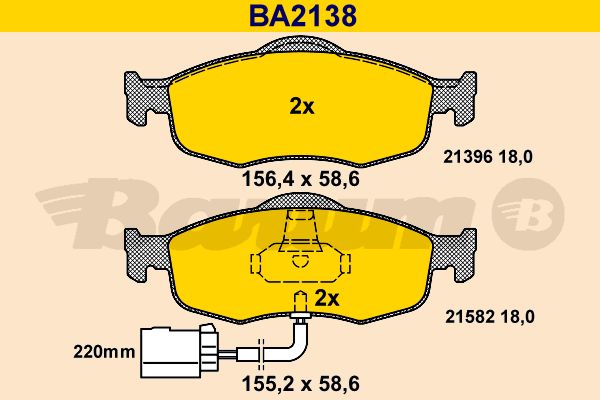 BARUM Bremžu uzliku kompl., Disku bremzes BA2138