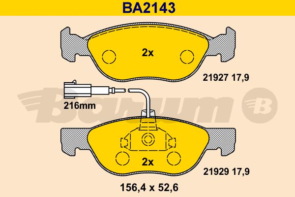 BARUM Bremžu uzliku kompl., Disku bremzes BA2143