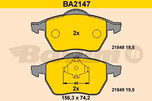 BARUM Комплект тормозных колодок, дисковый тормоз BA2147