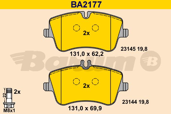 BARUM Комплект тормозных колодок, дисковый тормоз BA2177