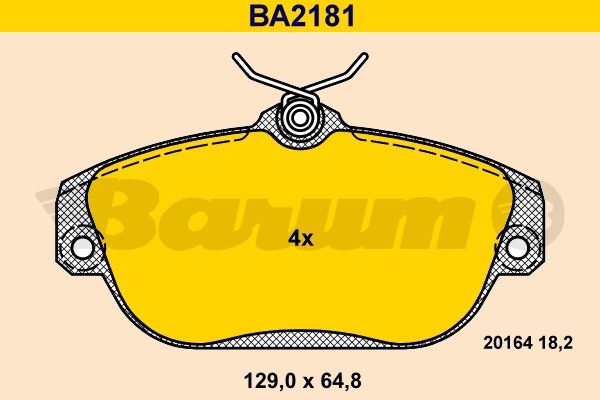 BARUM Комплект тормозных колодок, дисковый тормоз BA2181