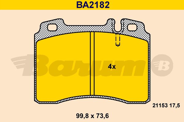 BARUM Комплект тормозных колодок, дисковый тормоз BA2182