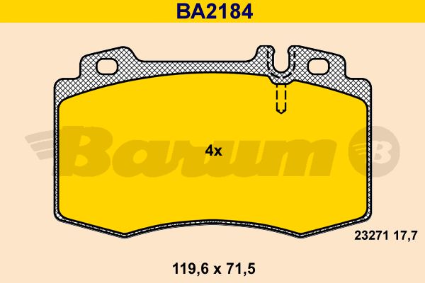 BARUM Комплект тормозных колодок, дисковый тормоз BA2184