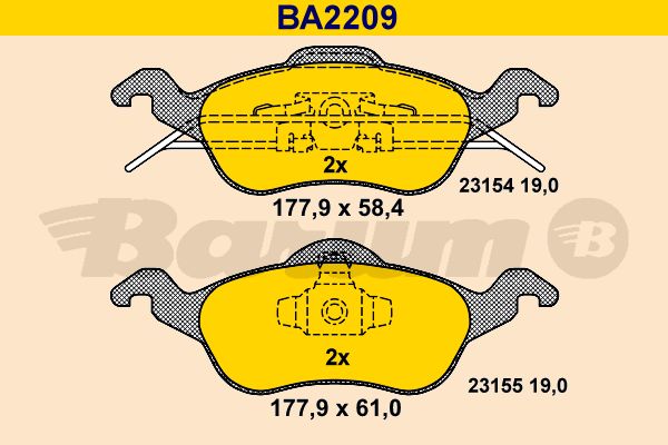 BARUM Комплект тормозных колодок, дисковый тормоз BA2209