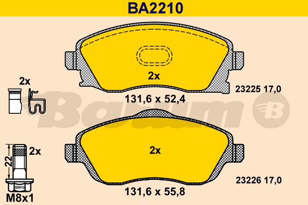 BARUM Bremžu uzliku kompl., Disku bremzes BA2210