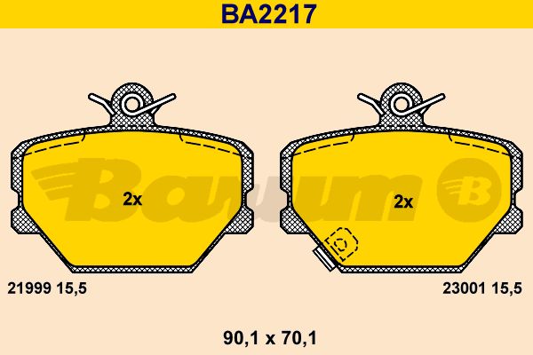 BARUM Bremžu uzliku kompl., Disku bremzes BA2217