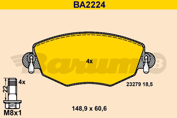 BARUM Bremžu uzliku kompl., Disku bremzes BA2224