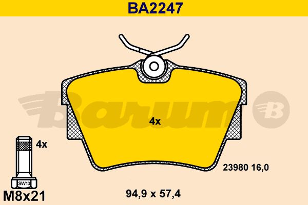 BARUM Bremžu uzliku kompl., Disku bremzes BA2247