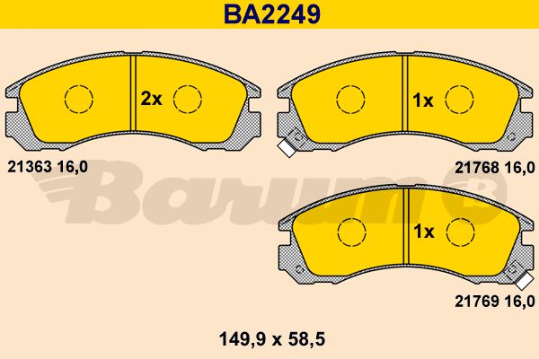 BARUM Bremžu uzliku kompl., Disku bremzes BA2249