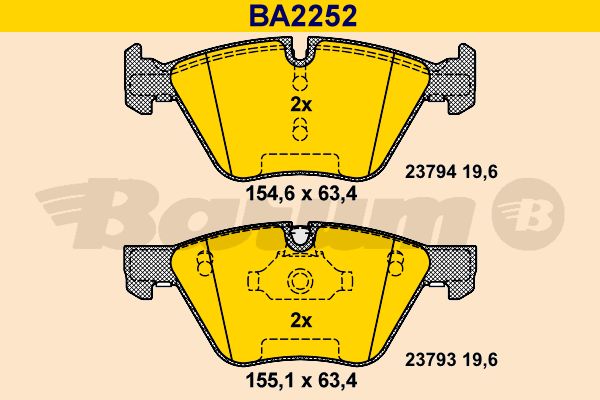 BARUM Комплект тормозных колодок, дисковый тормоз BA2252