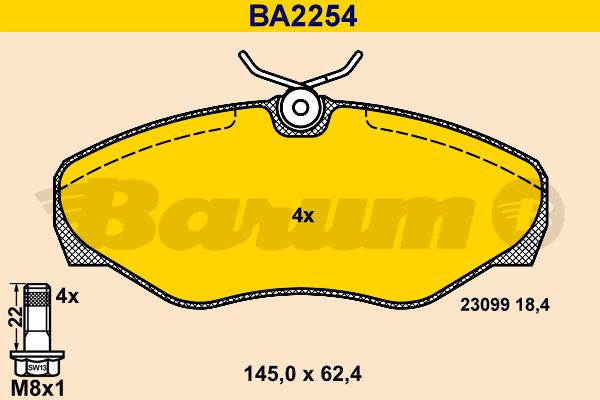 BARUM Bremžu uzliku kompl., Disku bremzes BA2254