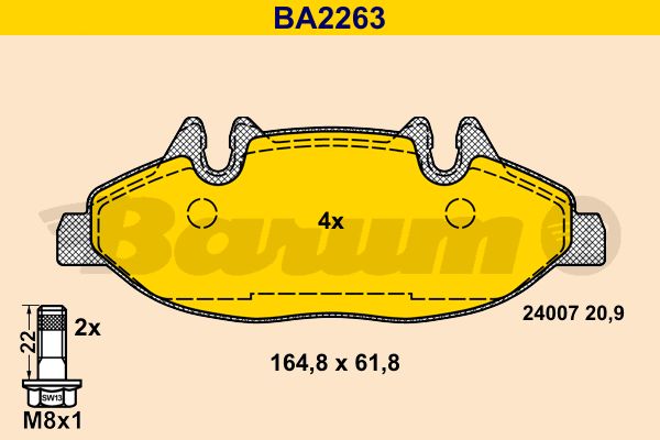 BARUM Комплект тормозных колодок, дисковый тормоз BA2263