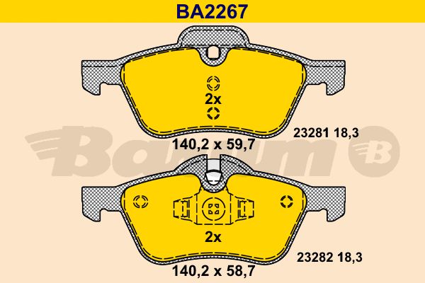 BARUM Комплект тормозных колодок, дисковый тормоз BA2267