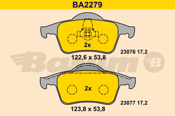 BARUM Комплект тормозных колодок, дисковый тормоз BA2279