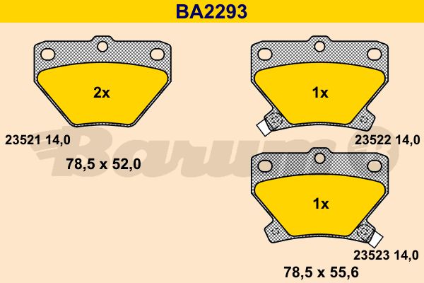 BARUM Комплект тормозных колодок, дисковый тормоз BA2293