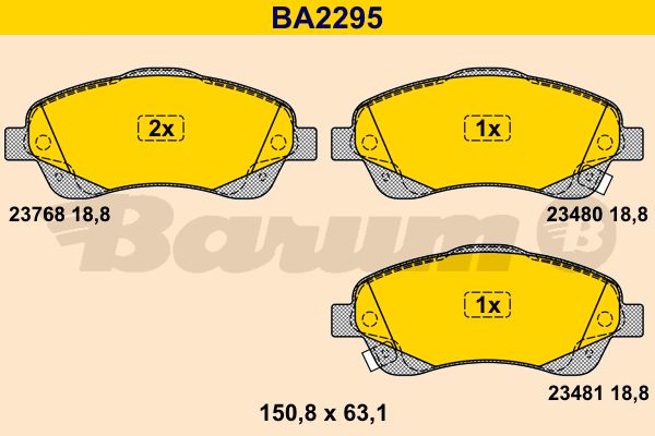 BARUM Комплект тормозных колодок, дисковый тормоз BA2295