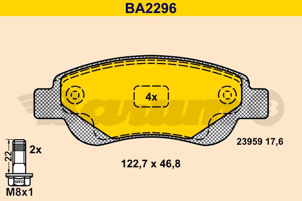 BARUM Комплект тормозных колодок, дисковый тормоз BA2296