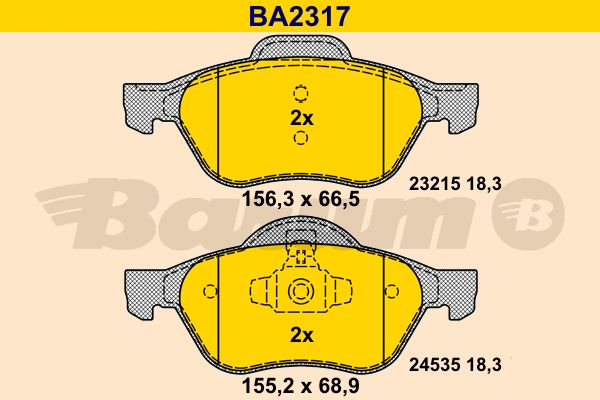 BARUM Bremžu uzliku kompl., Disku bremzes BA2317