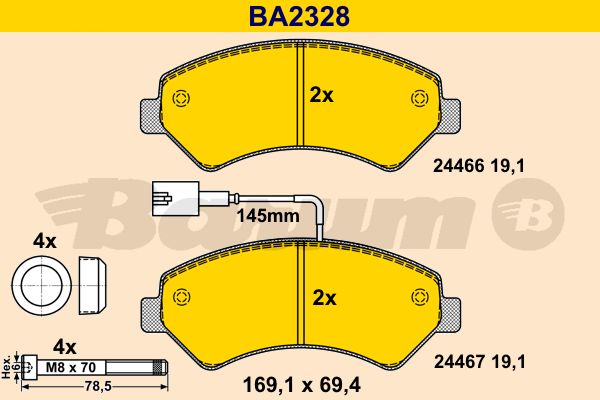 BARUM Bremžu uzliku kompl., Disku bremzes BA2328