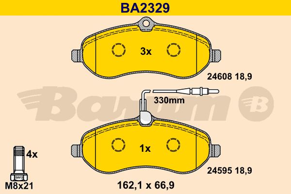 BARUM Bremžu uzliku kompl., Disku bremzes BA2329