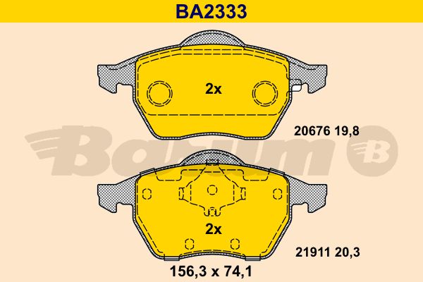 BARUM Комплект тормозных колодок, дисковый тормоз BA2333