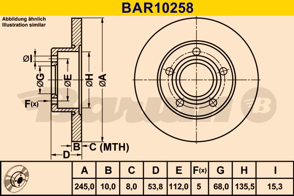 BARUM Bremžu diski BAR10258