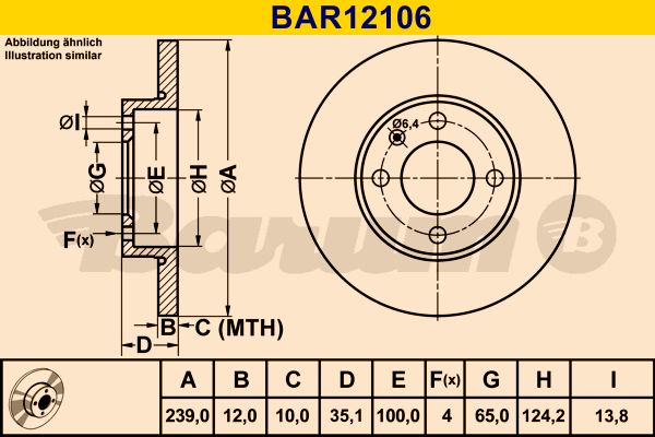 BARUM Bremžu diski BAR12106